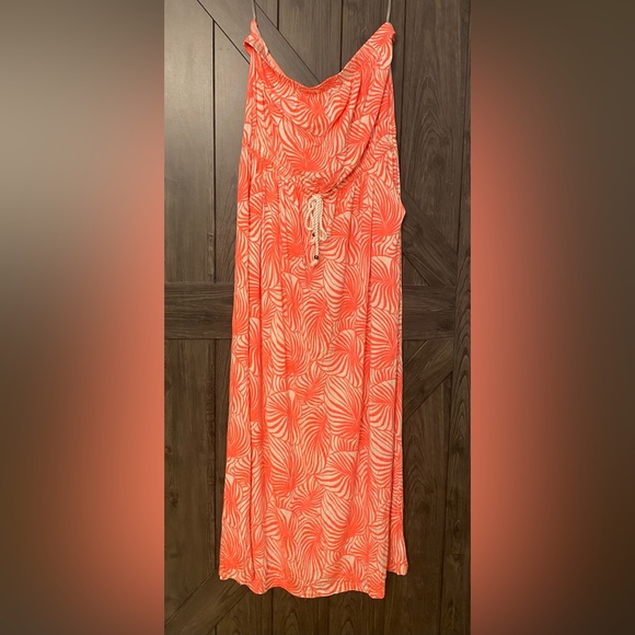 GAP Neon Pink and White Leaf print Maxi dress with pockets, NWT, sz XL - Picture 1 of 7